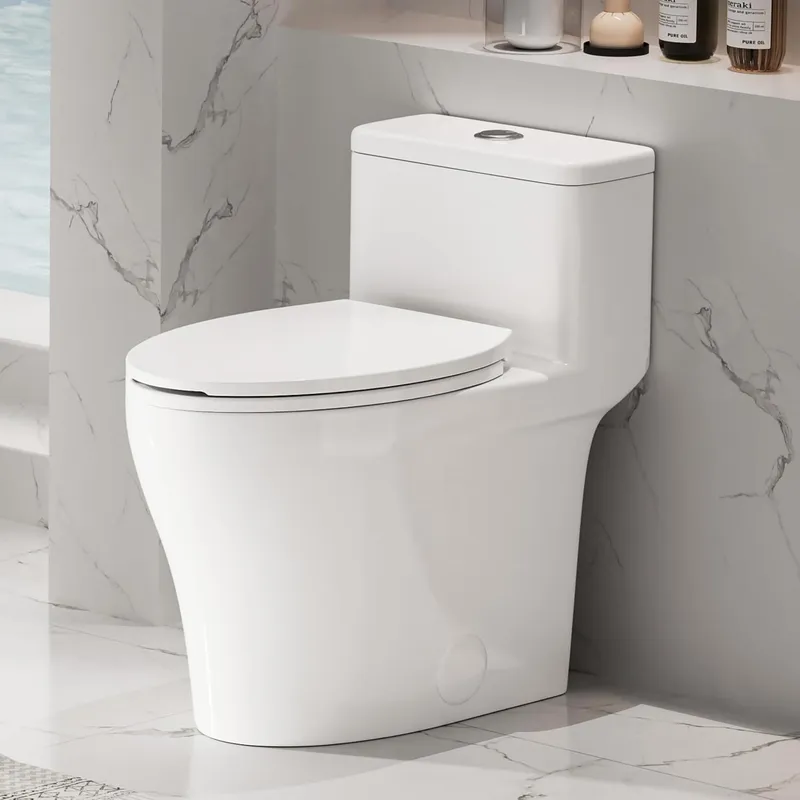 Bybarenova Elongated One Piece Toilet with Comfort Chair Seat ADA Height 17.33