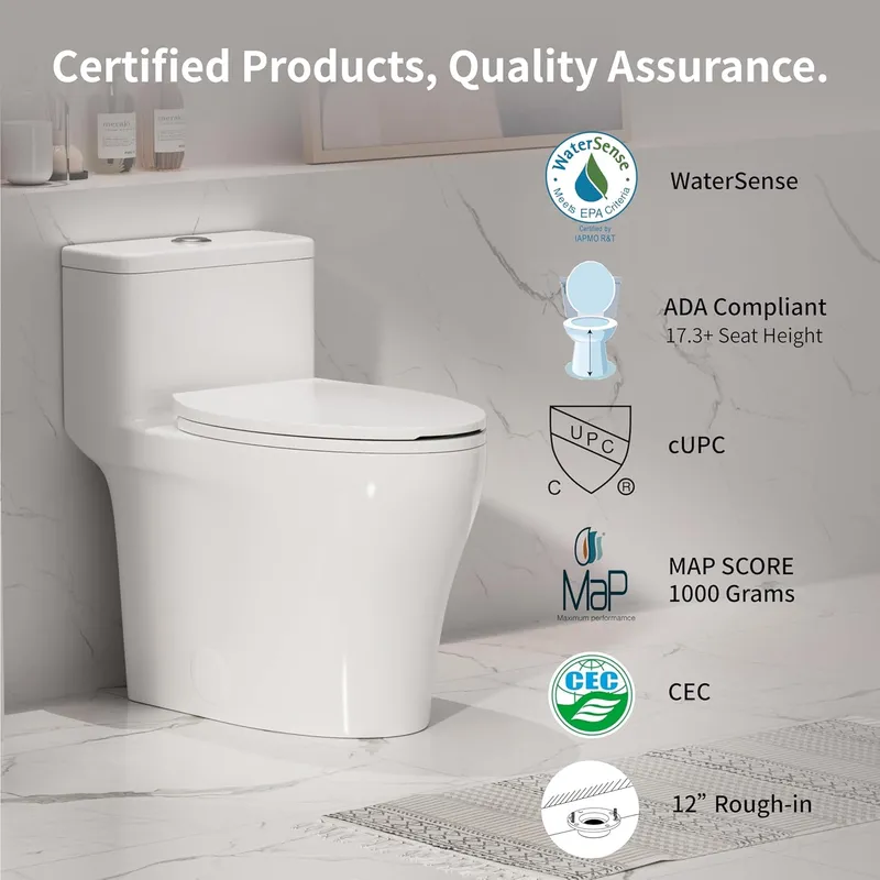 Bybarenova Elongated One Piece Toilet with Comfort Chair Seat