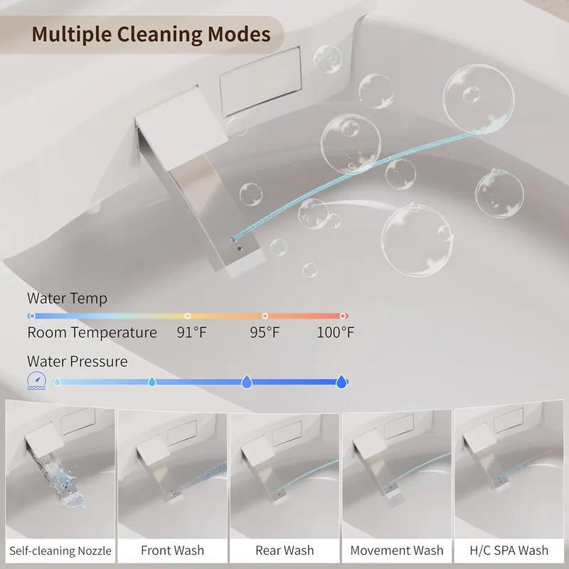 Bybarenova Smart Bidet Toilet with Auto Lid&Seat Auto 1000 Gram MaP Score Flush